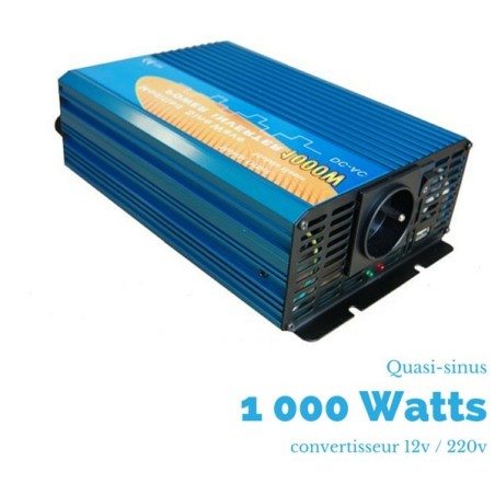 Convertisseur  1000 watts 12v/230v quasi-sinus -  - UNI-1000M-12Electric-sun