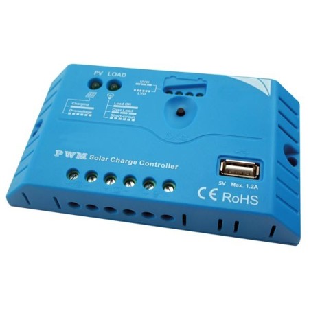 Régulateur solaire mli avec connexion usb - 10 a - 12/12 vcc-