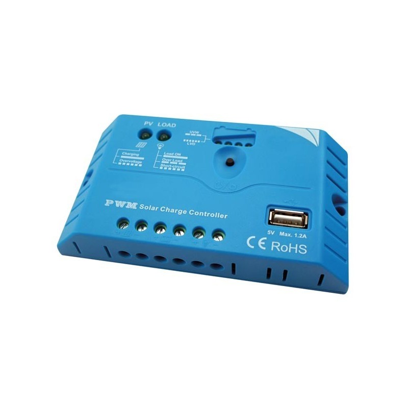 Régulateur solaire mli avec connexion usb - 10 a - 12/12 vcc-
