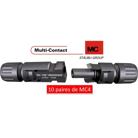 10 paires de connecteurs, fiches mc4 male et femelle (4-6 mm2) multi-contact-
