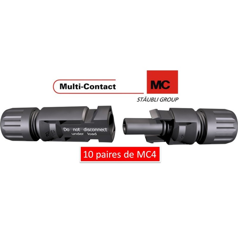 10 paires de connecteurs, fiches mc4 male et femelle (4-6 mm2) multi-contact-