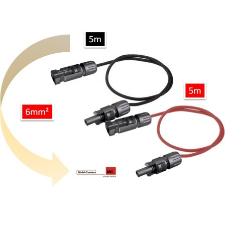 Rallonge mc4 5 mêtres (2 x 5m) fil  panneaux solaire 6mm2 -  - rallonge_mc4_2x5_6mm2Multi Contact